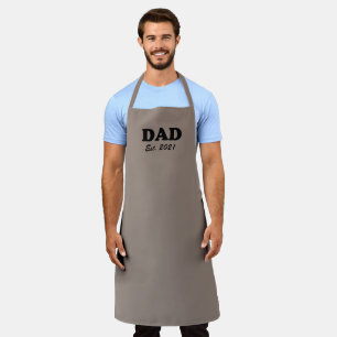 Dad Custom Established date greige beige grill bbq Apron