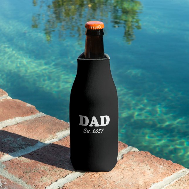 Dad Custom Established date modern funny black Bottle Cooler (In Situ Pool)