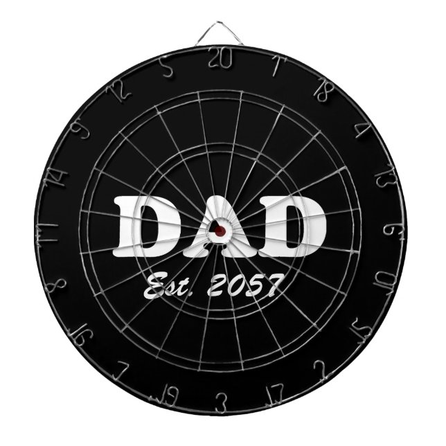 Dad Custom Established date modern funny black Dart Board (Front)