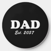 Dad Custom Established date modern funny black Wireless Charger (Front)