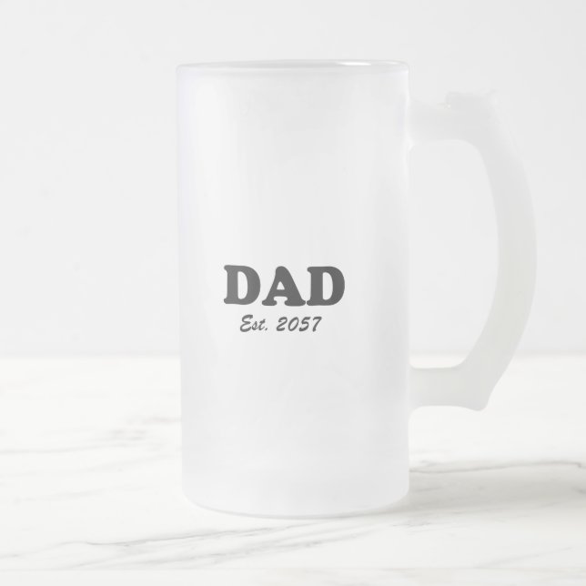 Dad custom established date modern typography frosted glass beer mug (Right)