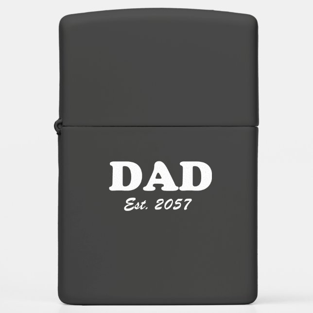 Dad custom established date modern typography  zippo lighter (Front)