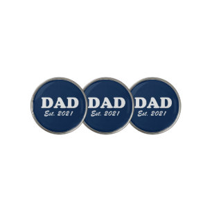 Dad Custom Established date Navy blue white modern Golf Ball Marker