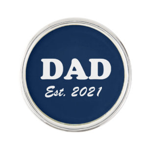 Dad Custom established date navy blue white modern Lapel Pin