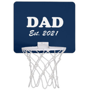 Dad custom established date navy blue white modern mini basketball hoop