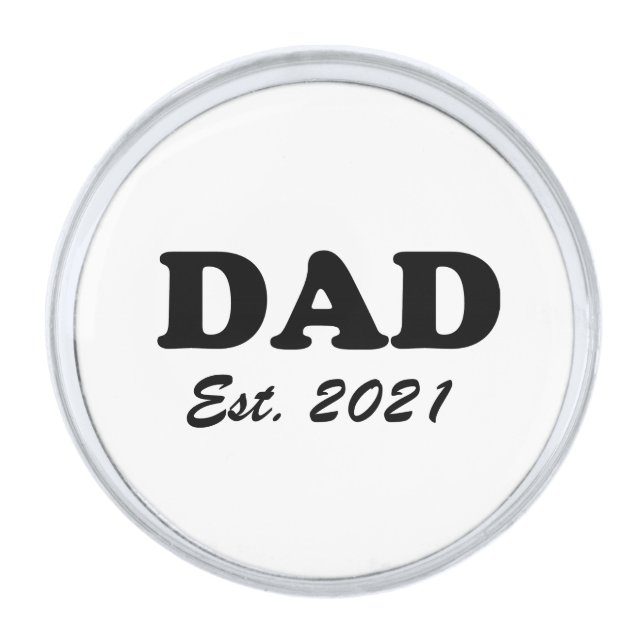 Dad custom established date personalized fun silver finish lapel pin (Front)