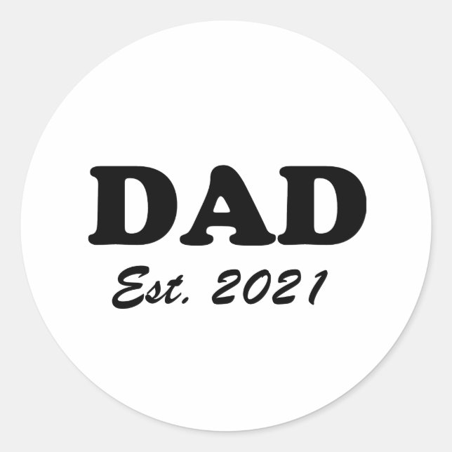 Dad custom established date personalized modern classic round sticker (Front)