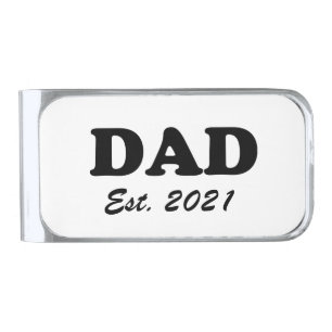 Dad Custom Established date personalized modern Silver Finish Money Clip