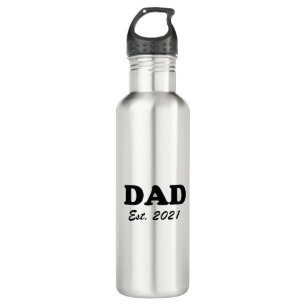 Dad custom established date personalized modern  stainless steel water bottle