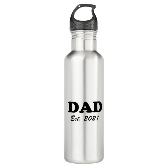 Dad custom established date personalized modern  stainless steel water bottle (Front)