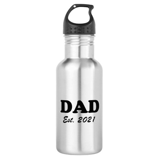 Dad custom established date personalized modern  stainless steel water bottle (Front)