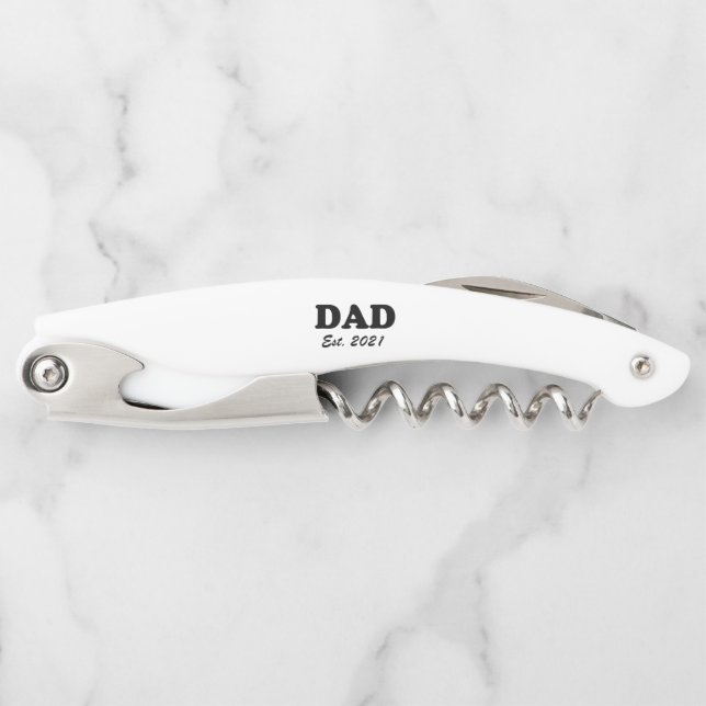 Dad Custom Established date personalized modern Waiter's Corkscrew (Front)