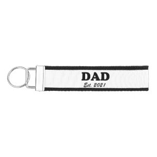 Dad Custom Established date personalized modern Wrist Keychain