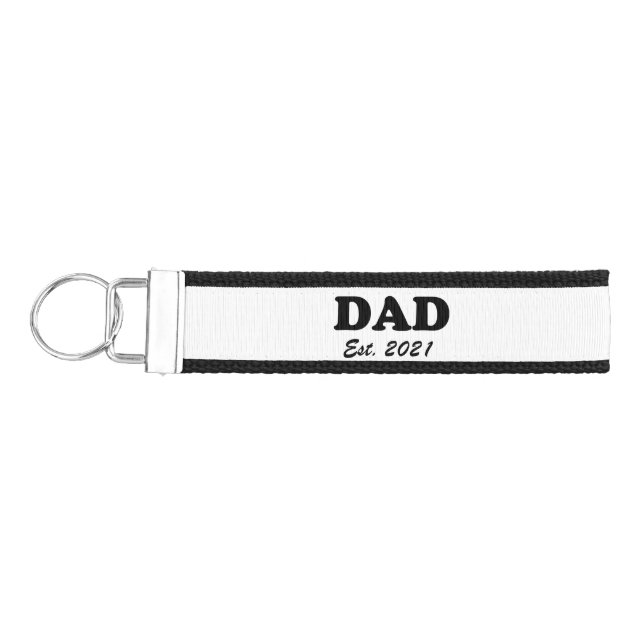 Dad Custom Established date personalized modern Wrist Keychain (Keys on Left)