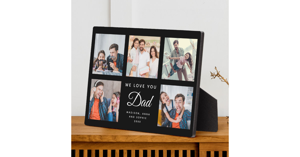 DAD Custom Family Photo Collage Father's Day Black Plaque | Zazzle
