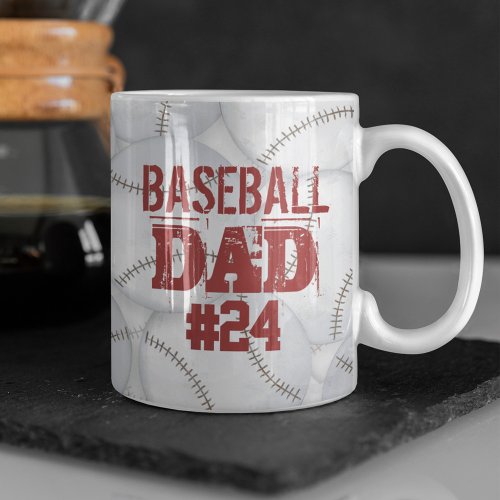 Dad Custom Personalized Baseball  Coffee Mug