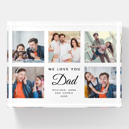 DAD  Custom Rustic Fathers Day Photo Collage Paperweight