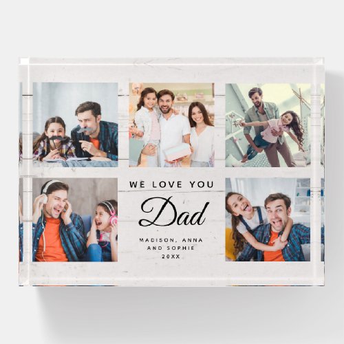 DAD  Custom Rustic Fathers Day Photo Collage Paperweight