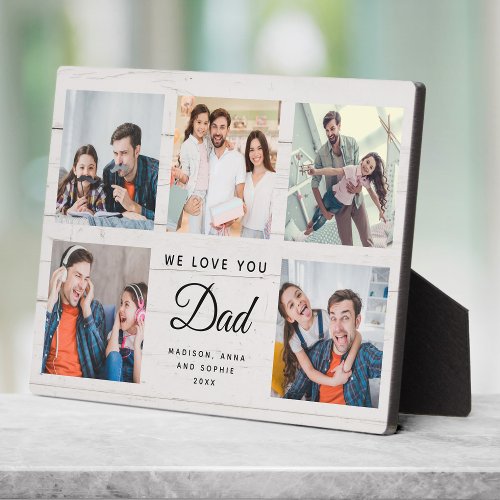 DAD  Custom Rustic Fathers Day Photo Collage Plaque