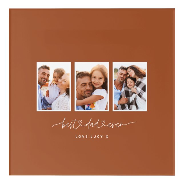 dad cute modern script multi photo gift acrylic print (Front)