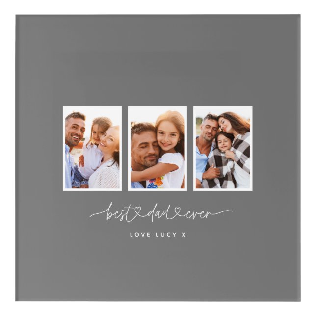 dad cute modern script multi photo gift acrylic print (Front)