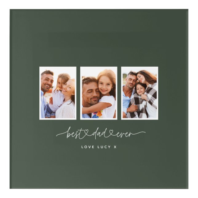 dad cute modern script multi photo gift acrylic print (Front)
