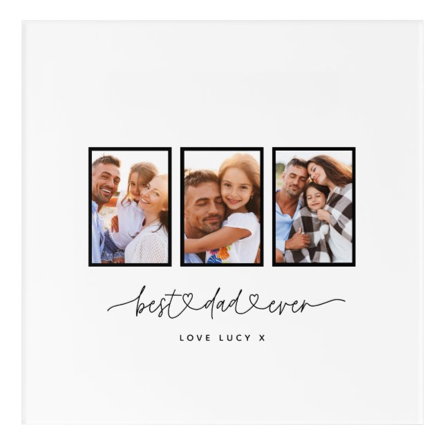 dad cute modern script multi photo gift acrylic print (Front)