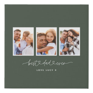 dad cute modern script multi photo gift faux canvas print
