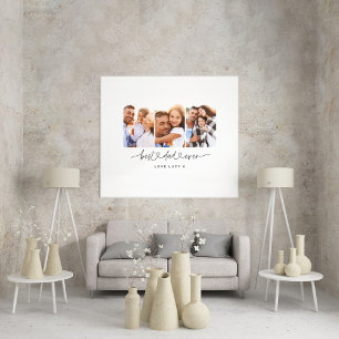 dad cute modern script multi photo gift faux canvas print