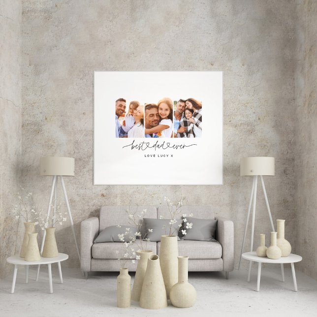 dad cute modern script multi photo gift faux canvas print (Creator Uploaded)