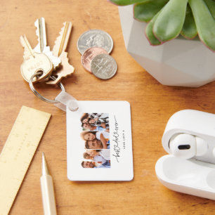 dad cute modern script multi photo gift  keychain