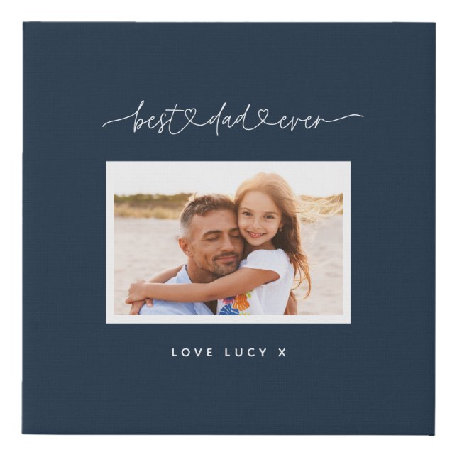 dad cute modern script photo gift faux canvas print (Front)