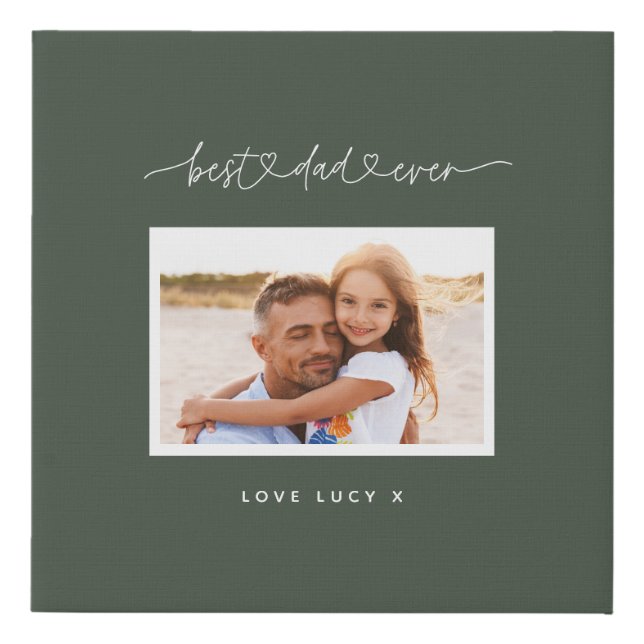 dad cute modern script photo gift faux canvas print (Front)