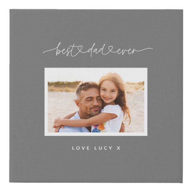 dad cute modern script photo gift faux canvas print (Front)