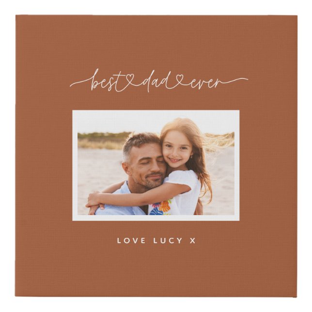 dad cute modern script photo gift faux canvas print (Front)