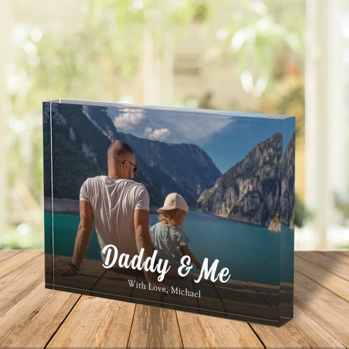 Dad Cute Script Daddy and Me Quote Photo Block