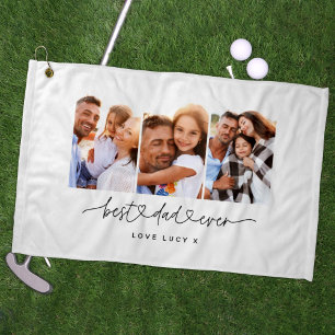 dad cute script multi photo gift golf towel