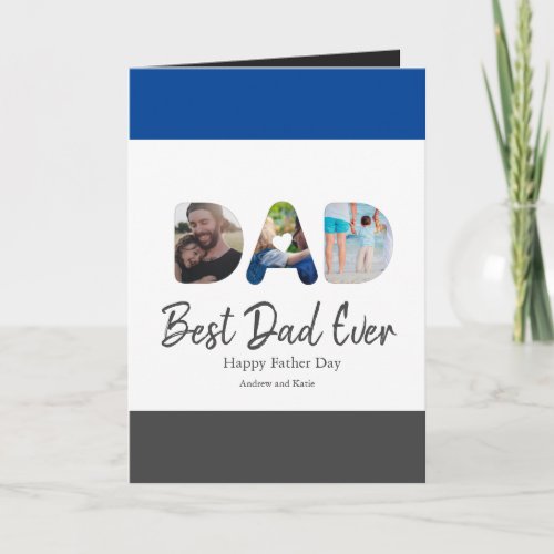 DAD Cutout 3 Photo Collage Personalized gift Card