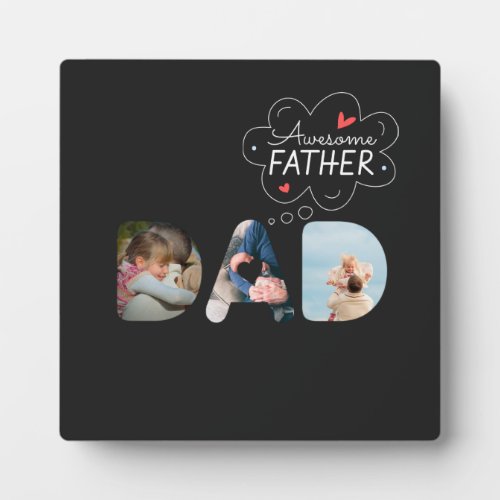 DAD Cutout 3 Photo Collage Personalized gift Plaqu Plaque