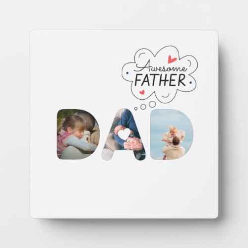 DAD Cutout 3 Photo Collage Personalized gift Plaque