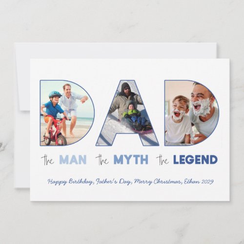 DAD Cutout Letters The Man Myth Legend Blue Photo Announcement