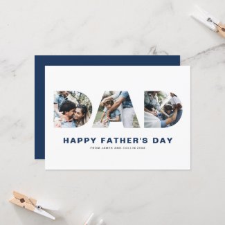 DAD Cutout Photo Collage Happy Father's Day Card