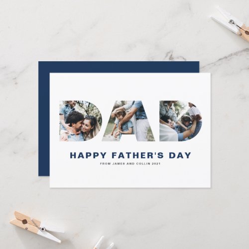 DAD Cutout Photo Collage Happy Fathers Day Card