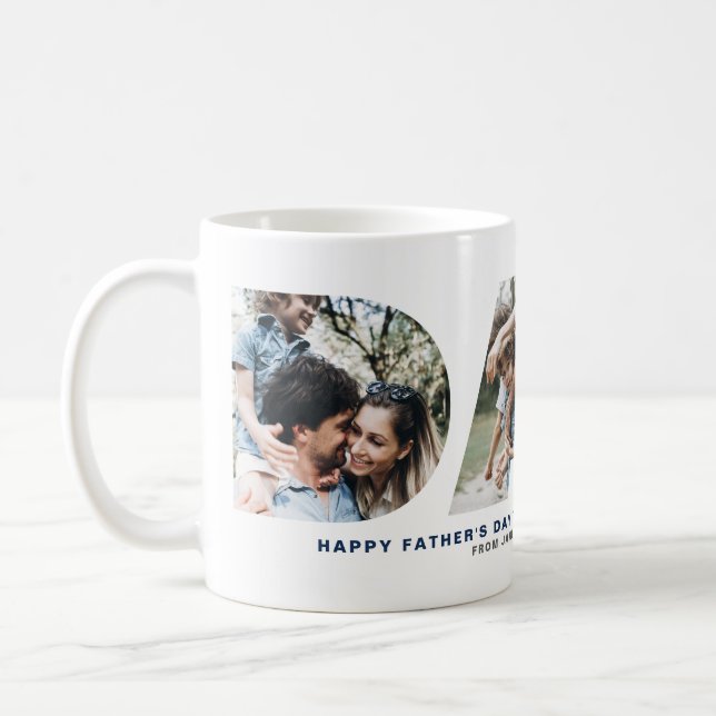 DAD Cutout Photo Collage Happy Father's Day Mug (Left)