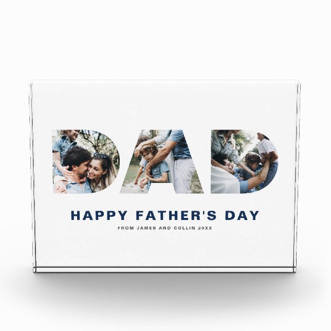 DAD Cutout Photo Happy Father's Day Photo Block (Front)