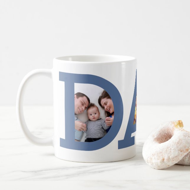 Dad D A D Blue Father's Day Photo Coffee Mug (With Donut)