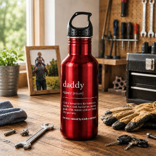 Dad Daddy Definition custom names modern black Stainless Steel Water Bottle