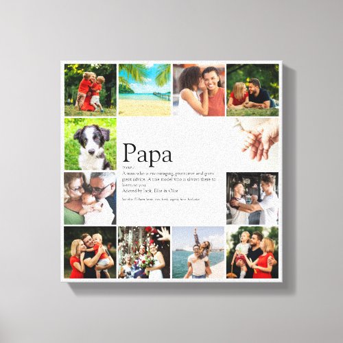 Dad Daddy Father Definition 12 Photo Collage Canvas Print