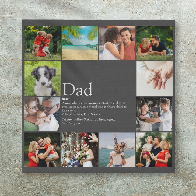 Dad Daddy Father Definition 12 Photo Gray Faux Canvas Print (Dad Daddy Father Definition 12 Photo Gray Faux Canvas Print)
