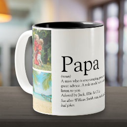 Dad, Daddy, Father Definition 4 Photo Collage Two-Tone Coffee Mug